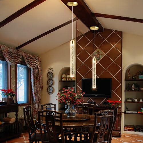 Image of 1-Light Modern Crystal Chandeliers LED Dimmable Pendant Lighting for Kitchen Island Dining Room Hallway