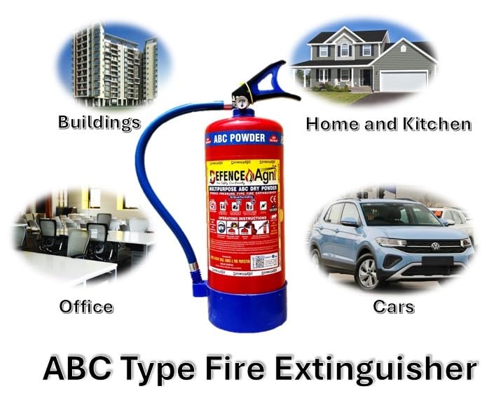 Image of ABC Powder Type 6 Kg Fire Extinguisher (Red) | ISI Certified | Suitable for Home, Office, Car, Kitchen, Shops & Industrial Use