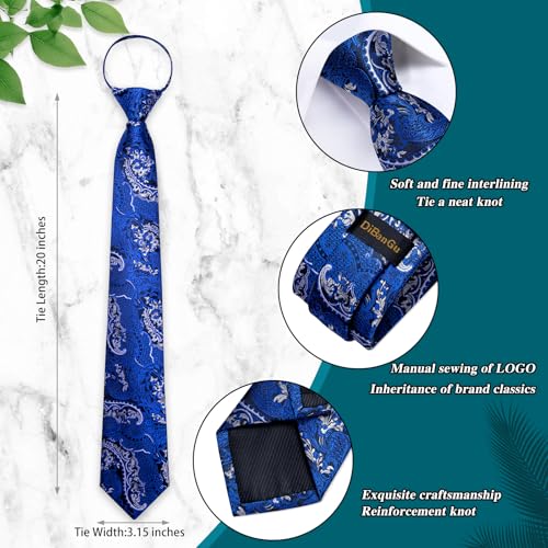 Image of DiBanGu Mens Zipper Tie Silk Pre-Tied Necktie with Gift Box