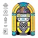 Arkrocket Athena Mini Jukebox/Tabletop CD Player/Bluetooth Speaker/Radio/USB and SD Card Player with Retro LED Lighting System (Yellow Green)