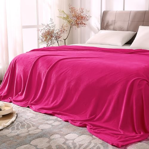 Image of BEDELITE Fleece Blanket King Size Blankets for Bed, Luxury Plush Cozy Fuzzy Blanket 108x90 inches, Super Soft Warm Lightweight Throw Blanket All Seasons Suitable, Hot Pink