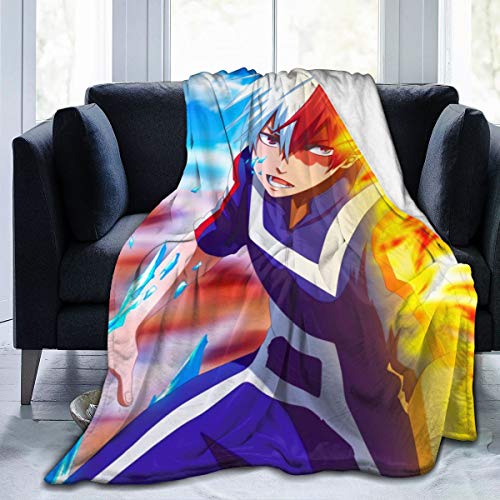 Flannel Fleece Throw Blanket for Fall Home Holiday, Ultra Soft Hero Anime Fire Ice 3D Print Personalized Throw, Warm Better Relaxing 50x40 Inch