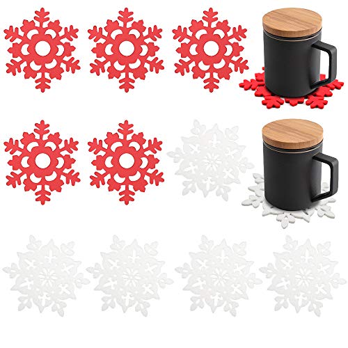 Kungfu Mall 10 x rote und weiße Weihnachts-Untersetzer aus Filz,...