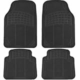 UAA MT-9001BK Black All Weather Trimmable Rubber Floor Mat Set - 4 Piece