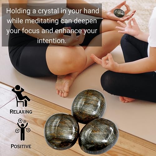 Image of Certified Bronzite Crystal Palm Pebbles Stones for Anxiety Stress Relief Massage - AAA Grade Original Healing Gemstone Agate Palm Stone for Yoga Meditation Spiritual Reiki Feng Shui