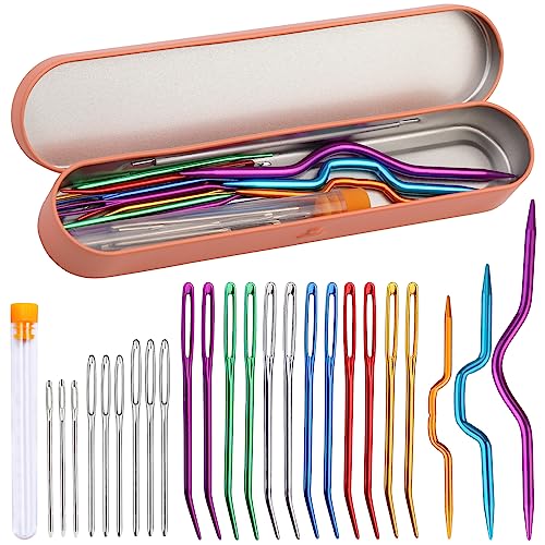 Yarn Needles Tapestry Needles Large-Eye Blunt Needles Darning Needles for Crocheting with Knitting Cable Needles Storage Box Bent Tapestry Needles for Knitting Crochet