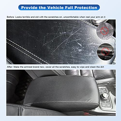 Image of CDEFG Car Center Armrest Cover Console Lid Cover for Grand Cherokee 2011-2020 2021, Armrest Pads Supporter, Scratch Resistance (Black Armrest Cover)