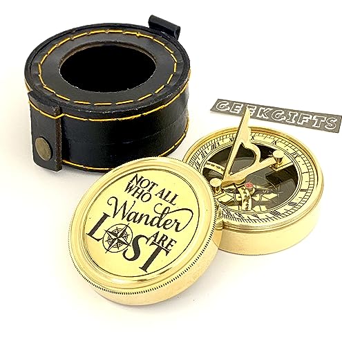 Brass Compass - Pocket Compass - Nautical Compass - NOT All WHO Wander are Lost - Handmade Gift - Gift for Men - Steampunk Accessory for Men - Compass Gift for Him - Unique Gifts for Men
