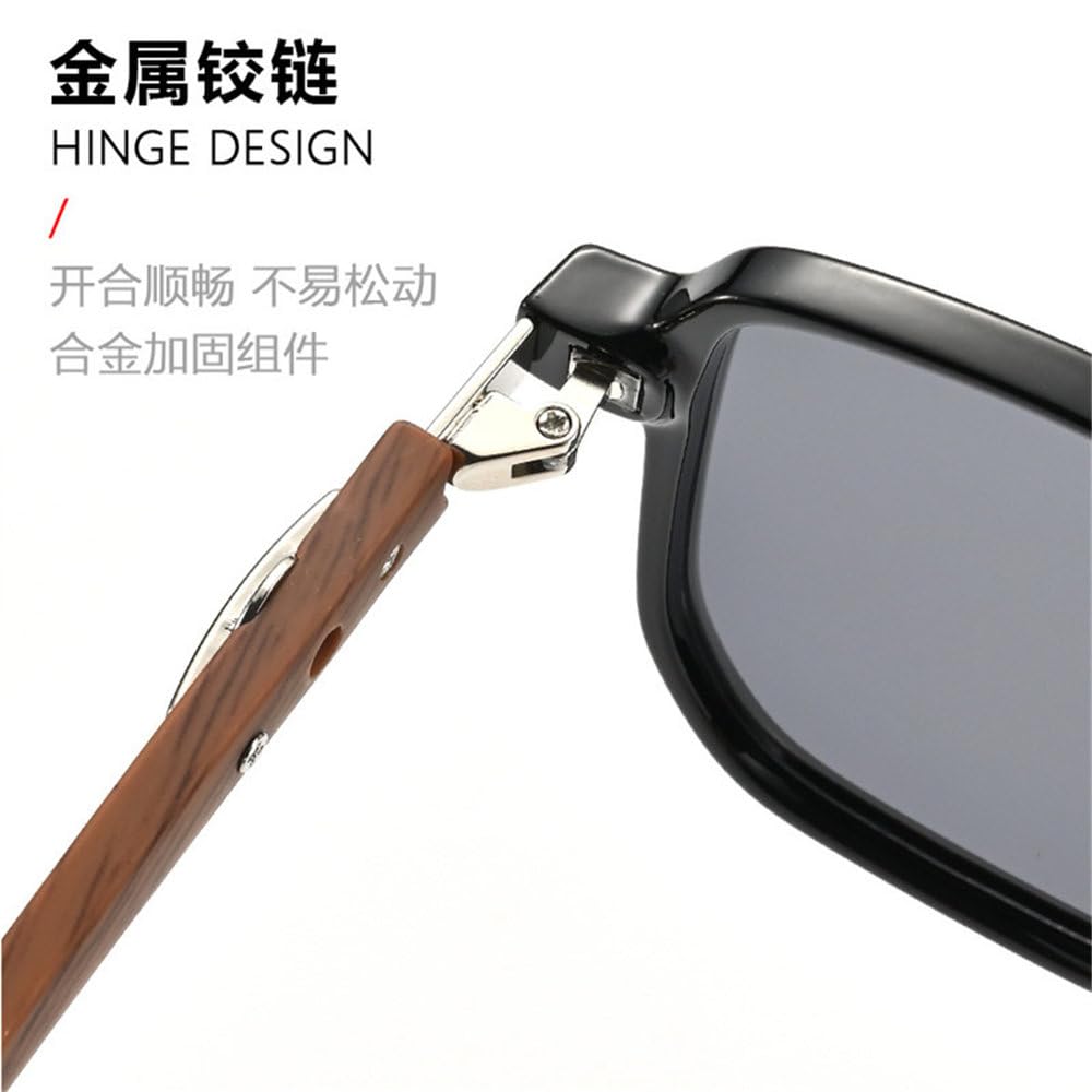 Ultraleichte TAC-Sonnenbrille mit polarisierten Gläsern und Bügeln in Holzoptik für Damen und Herren – ideal für Outdoor-Aktivitäten wie Reisen, Streetfotografie und Autofahren.