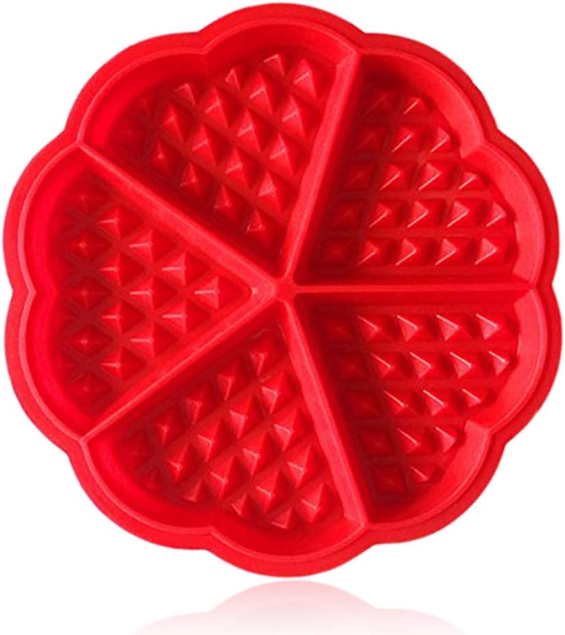 Waffle Maker, ZTSY Silicone Waffles Mould and Pancakes Mould - Non-stick Mini Heart Muffin Mould - Good for Slimming World Waffles and Breakfast Recipe, Red