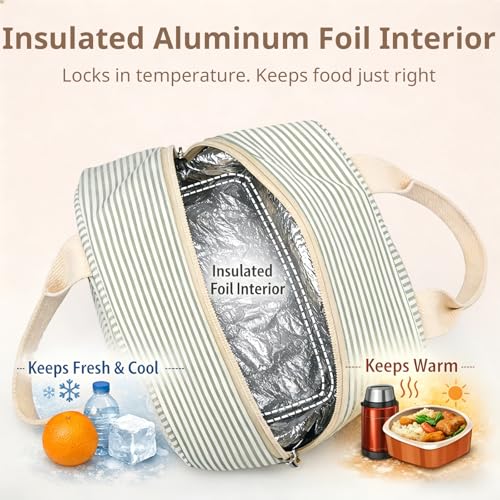 Image of LOVELYWIND Lunch Box for Women Cute Lunch Bags for Women Lunch Tote Bags Reusable Insulated Lunch Box Large Capacity Reusable Insulated Cooler for Work or Travel Gifts or Beach