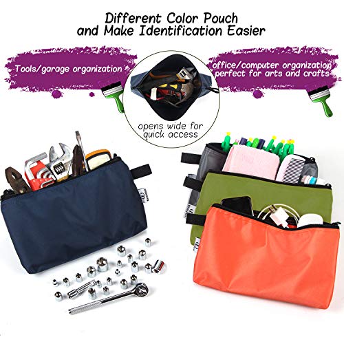 4 Pcs Premium Tool Pouches, Multi Durable Tool Zipper Bag, Waterproof Utility Tool Bags, 12.5 X 7 X 2 Inch Bank Deposit Bag,Tote Bag With Dependable Smoothly Nylon Zippers By Kernowo #TOP3
