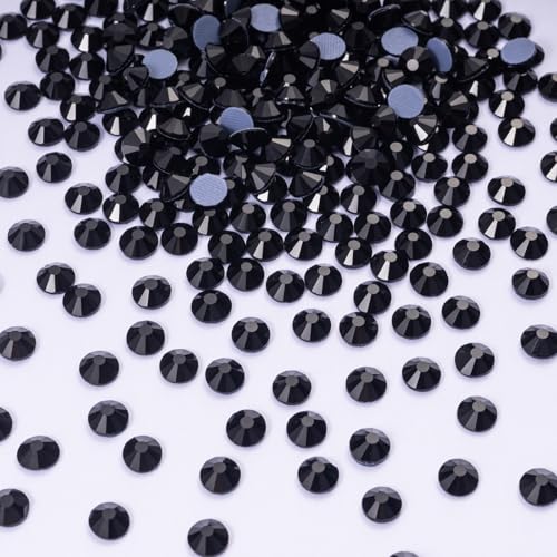 Image of Hotfix Rhinestones Bulk 300PCS SS30 (6.3-6.5mm), Black Glass Rhinestones for Clothes, Tumblers, Shoes DIY, Heat Transfer Flatback Gems for Crafts & Decoration
