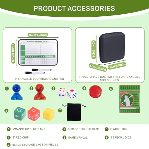 Juego de mesa baseball plegable con dados magnéticos miniatura 3