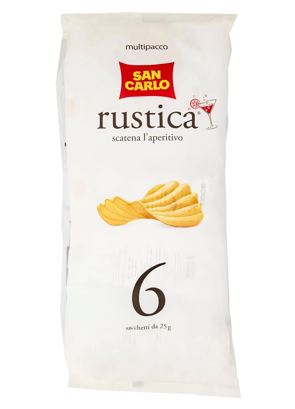 4X San Carlo Rustica Patatine Formato Multipack con all'interno 6 Buste da 25g, Senza Glutine (Gluten Free) 150g
