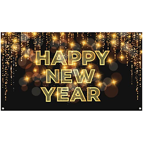 Image of KatchOn, XtraLarge Happy New Year Banner - 72 x 44 Inch | Happy New Year Backdrop for New Years Decorations 2026 | NYE Eve Banner for NYE Decorations 2026 | New Years Eve Party Supplies 2026