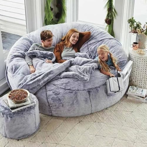 Puf gigante de piel sintética para adultos, funda de puf suave y afelpada de 1,8 m, color rojo, acogedor asiento, ideal para sala de estar, dormitorio o decoración de salón, elegante y cómodo puf - imagen 3