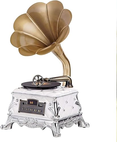 Tocadiscos Retro, gramófono con altavoces inalámbricos, para decoración de oficinahogar, grabadora Dorada, Dorada (Oro uno)