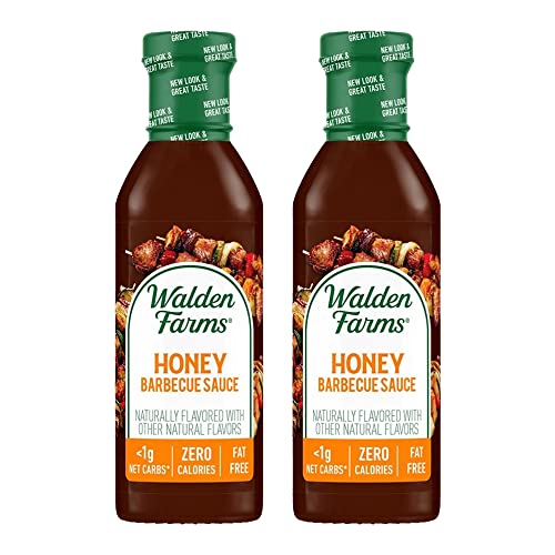 Walden Farms Sugar Free Honey BBQ Sauce, 12-oz. Gourmet Barbecue Grilling Marinade for Meat, Ribs, Pork, Chicken, and Steak, No Carb Keto Friendly, 2 Pack