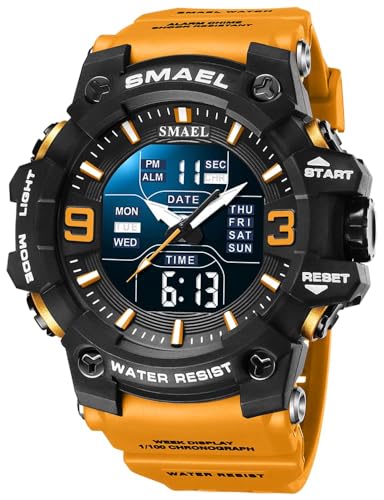 Gosasa Orologi da uomo Multi Funzione Militare S-Shock Sport Orologio LED Digital Impermeabile Allarme Orologi, 8049_Arancione, Digitale Gosasa Orologi da uomo Multi Funzione Militare S-Shock Sport Orologio LED Digital Impermeabile Allarme Orologi, 8049_Arancione, Digitale