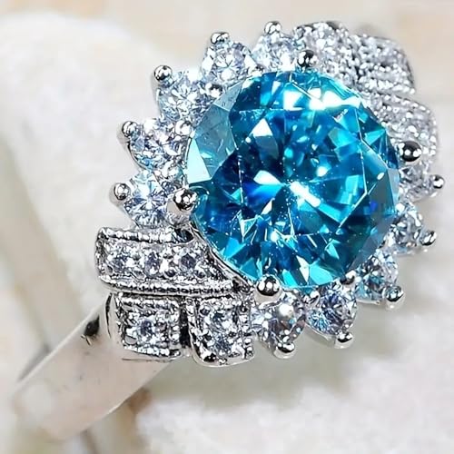Sparkling Round Cubic Zirconia Promise Ring for Women Luxury Eternity Jewelry2