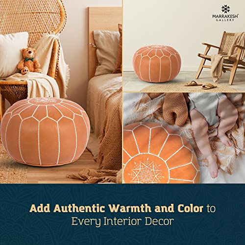 Marrakesh Gallery Genuine Leather Pouf Unstuffed - Moroccan Ottoman Footstool, Footrest Cover - Boho Decor - Bohemian Living Room, Bedroom, Kids Room, Gift & Wedding (Tan) #TOP7