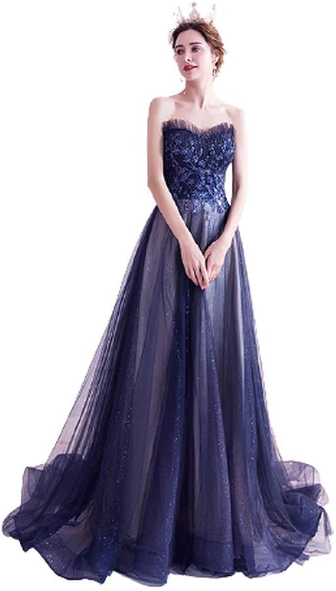 Amazon Obor Global 綺麗 夢の夜空 ブルー 高級美品 編み上げドレス ビスチェ ステージドレス ロングドレス パーディ演奏会 ウェディングドレス ワンピース イブニングドレス イブニングドレス 通販