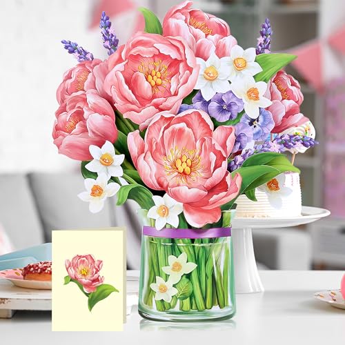 Airpark Pop Up Birthday Cards for Women, Paper Flowers Bouquet Card for Mom - image 6