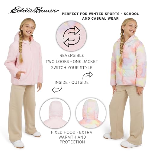 Eddie Bauer Girls' Deer Harbor Reversible Faux Fur Lined Insulated Puffer Jacket2