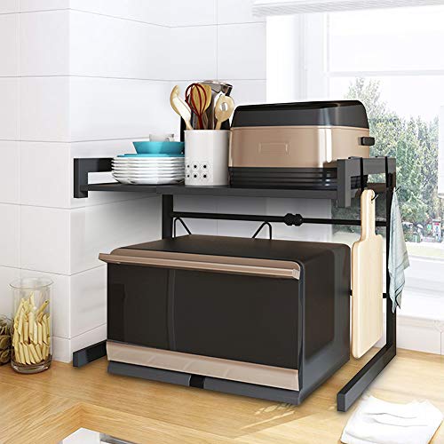 Ripiano per Microonde Ripiano per Panettiere Espandibile, Espandibile Scaffale per Microonde in Metallo Ripiano per Tostapane con 4 Ganci Rimovibili per Cucina Forno Scaffale da Cucina Portaspezie - Image 8