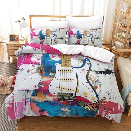 Parure de lit microfibre douce guitare 3D avec fermeture éclair - 2