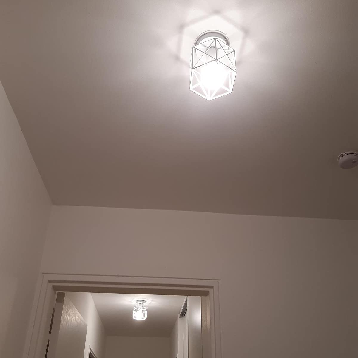 iDEGU Zestaw 4 żyrandol sufitowy przemysłowy E27, żelazny klosz w stylu vintage, lampa wisząca, biała klatka Ø15 cm, oświetlenie sufitowe do salonu, sypialni, kuchni (4 szt.)
