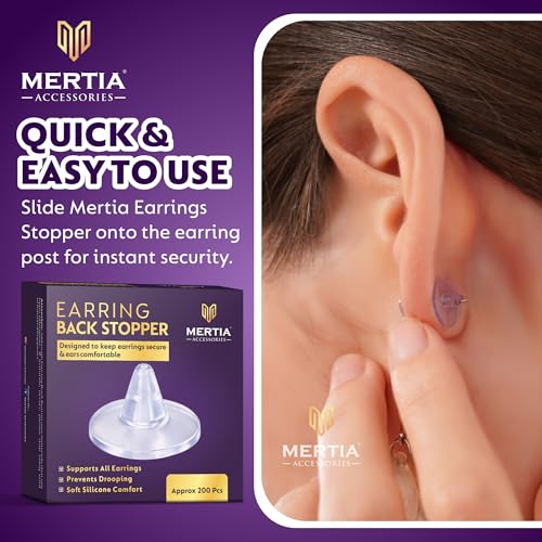 Image of 200 Pcs Earring Back Stopper Secure Earring Backs for Studs, Earrings Back Stopper, Silicone Earring Back Stopper, Earring Safety Backs & Ear Lobe Support