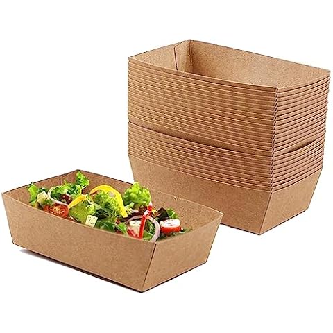 Allbusky 50PCS Disposable Kraft Paper Trays Cover