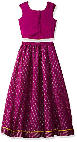 Image of BIBA Girls Women Art Silk Readymade Violet Lehenga Set