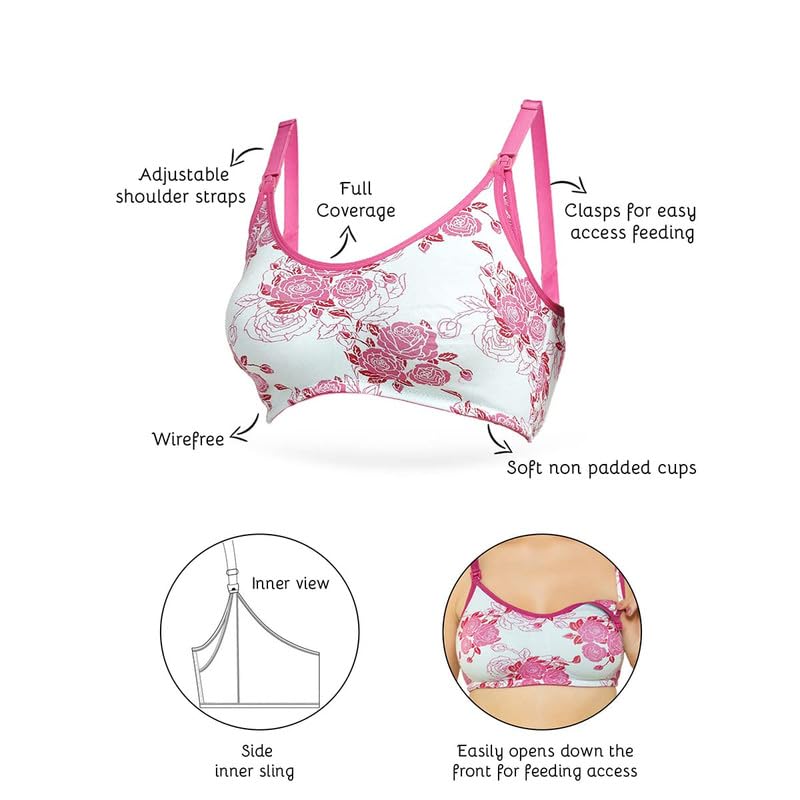 Image of Inner Sense Organic Cotton Bamboo Nursing Bra for Women I Non Padded Feeding Bra with Keyhole Back Design I Wire Free Maternity Innerwear with Full Coverage