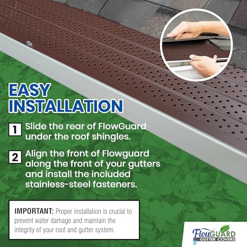 Image of FlowGuard Heavy-Duty 5 inch /6 inch USA Slip-Under Gutter Guards, Brown, 1,020 Ft