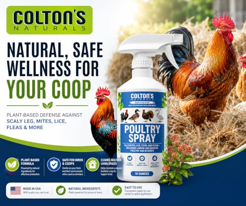 Image of Colton's Naturals Poultry Spray 16 oz - for Chickens - Helps with Mites, Lice, Fleas & Scaly Leg - Safe for Coops, Birds & Backyard Poultry