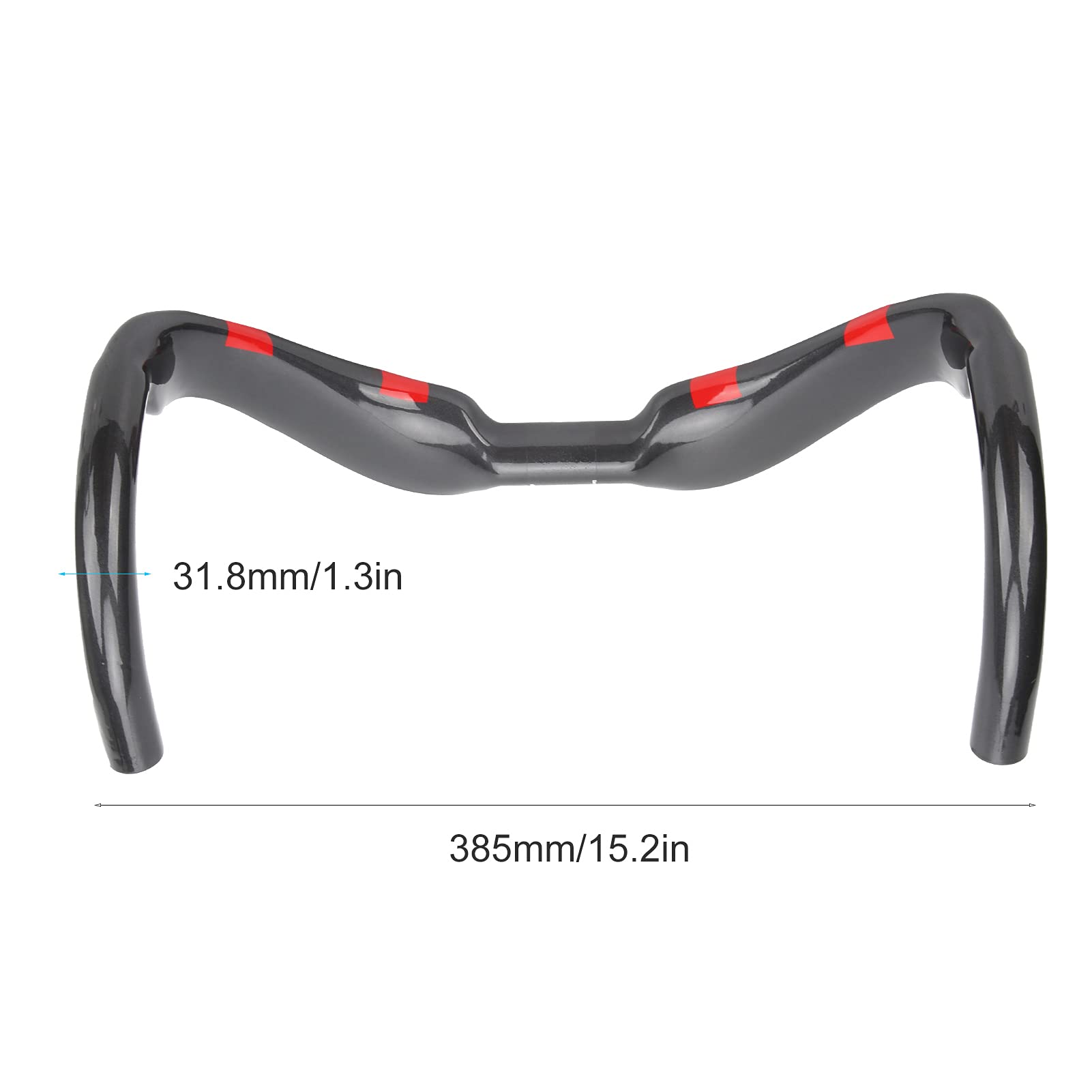 Manillar de Bicicleta de Fibra de Carbono, Manillar Curvado Ultraligero para Bicicletas de Carretera, Diseño Ergonómico para Reducir la Resistencia al Aire, Manillar de Fibra de Ca (Roja)