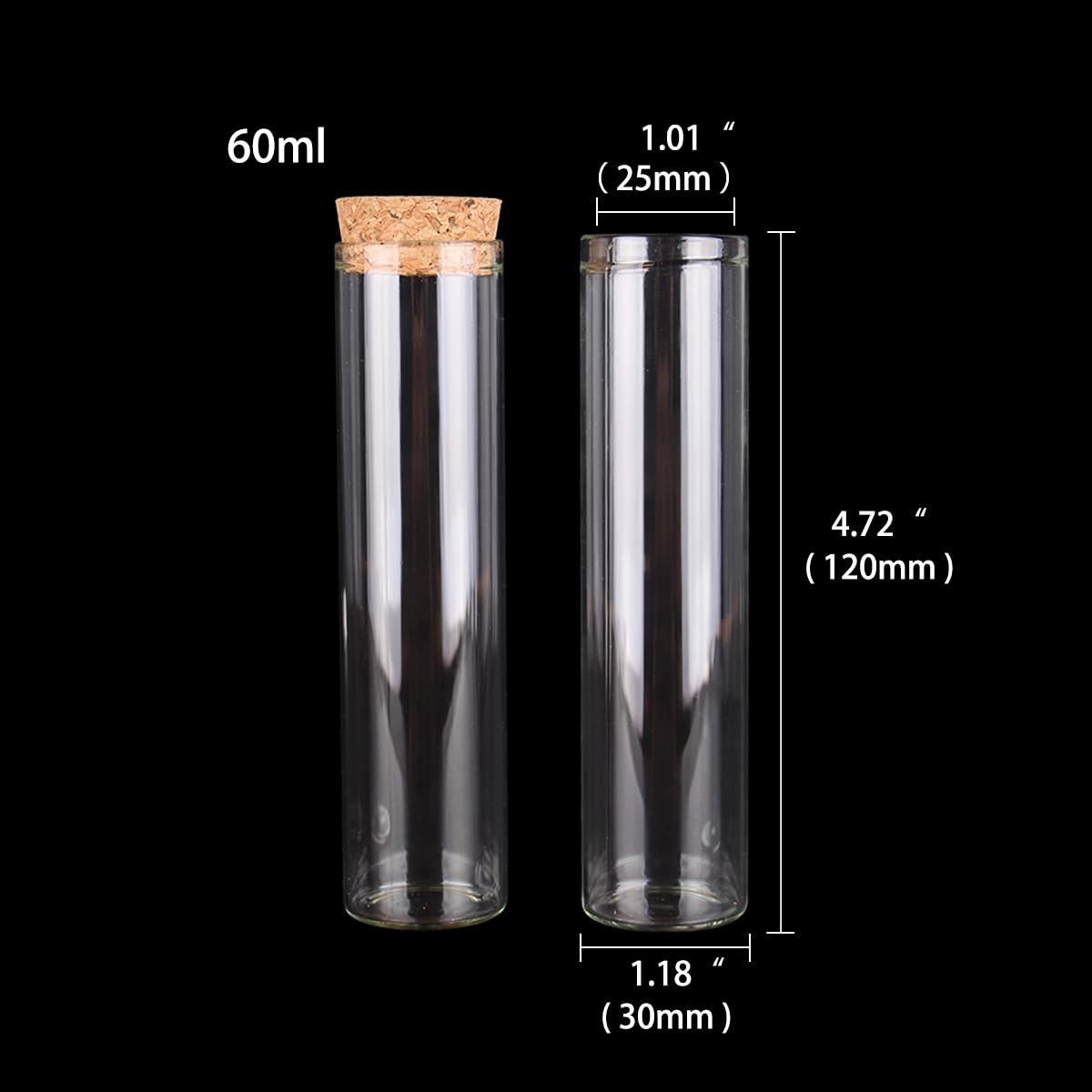 probówki ze szkła borokrzemowego, 12 szt. szklanych probówek z korkami 15-60ml DIY(60ml)