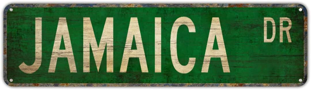 Metal Tin Sign JAMAICA DR Funny Vintage Sign Retro Metal Signs for Bedroom Kitchen Garden Wall Bar Club Coffee Home Decor 4x16 Inch