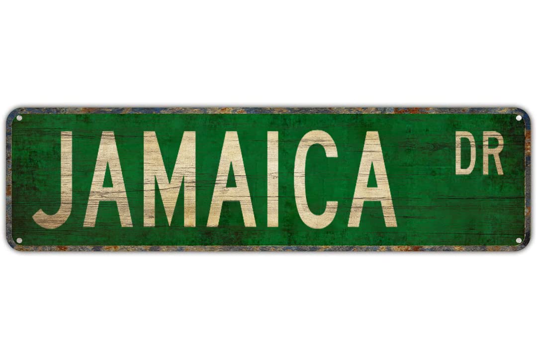 Metal Tin Sign JAMAICA DR Funny Vintage Sign Retro Metal Signs for Bedroom Kitchen Garden Wall Bar Club Coffee Home Decor 4x16 Inch