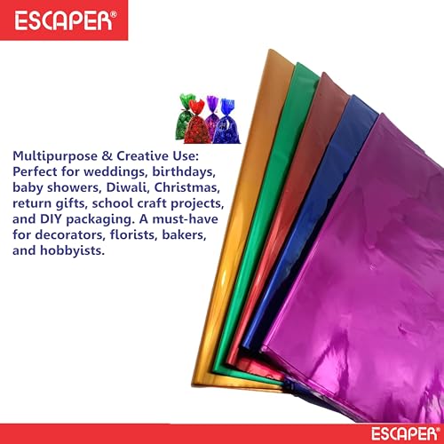 Image of ESCAPER Transparent Cellophane Gelatin Sheets (Mix Colors - 19x29 Inch - 20 Sheets pack) Gift Wrapping for Hampers, Baskets, Bouquets, DIY Crafts & Decorative Packing