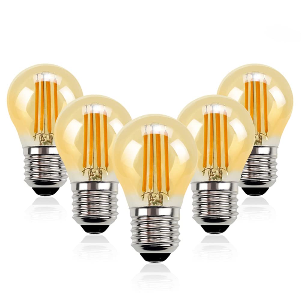 Bombilla, Bombilla Edison Vintage, Bombilla LED G45G de 4W Regulable Tipo Globo, Cristal ámbar E27 / 2700K, Bombilla LED Retro de filamento para guirnaldas de Luces de ar