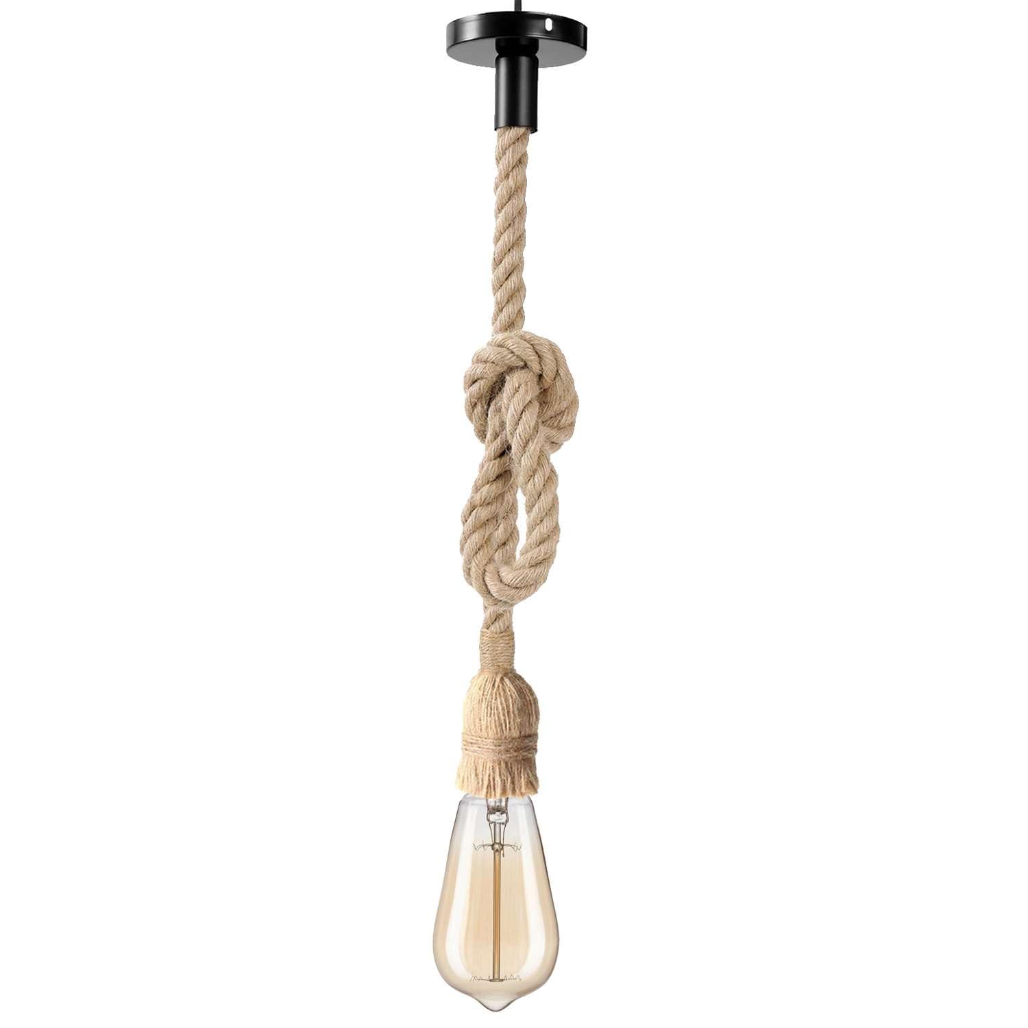 Ledsone Hemp Rope Ceiling Pendant Light, Single Head 1Meter Rope Pendant Light