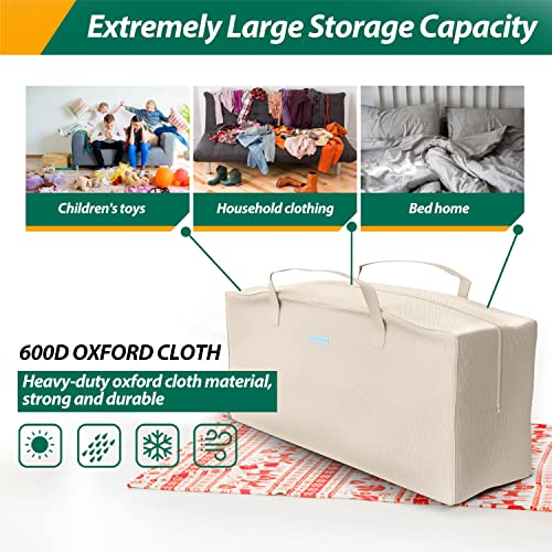 Patio Watcher Cushion Storage Bag Waterproof Heavy Duty Zippered And Water Resistant Furniture Storage Bag With Handles, 45.5" (L) X 13.75"(W) X 20"(H) - Beige #TOP5