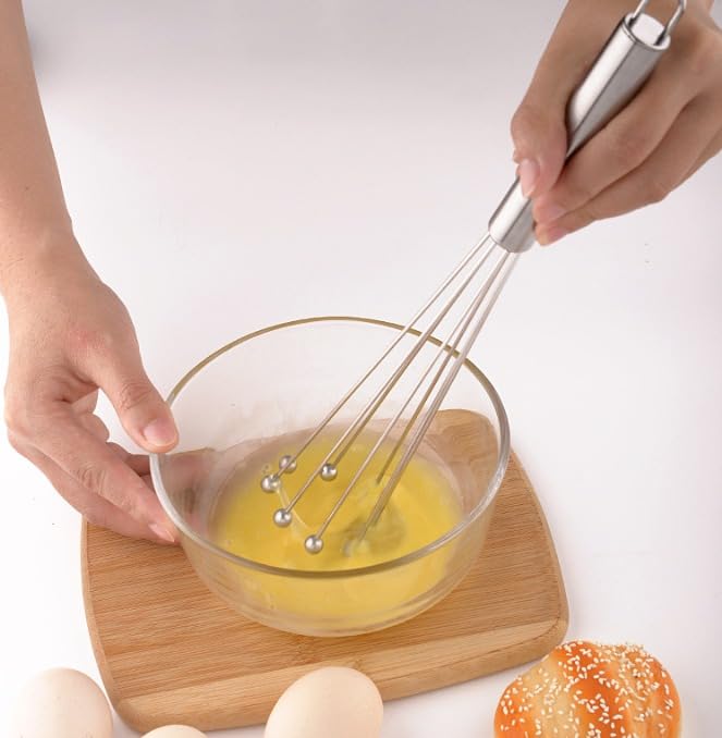 Deconox Paslanmaz Çelik Top Uçlu Çubuk Çırpıcı (31 cm) | Profesyonel Ball Whisk | Hızlı ve Kolay Karıştırma | Yumurta, Sos ve Hamurlar İçin İdeal