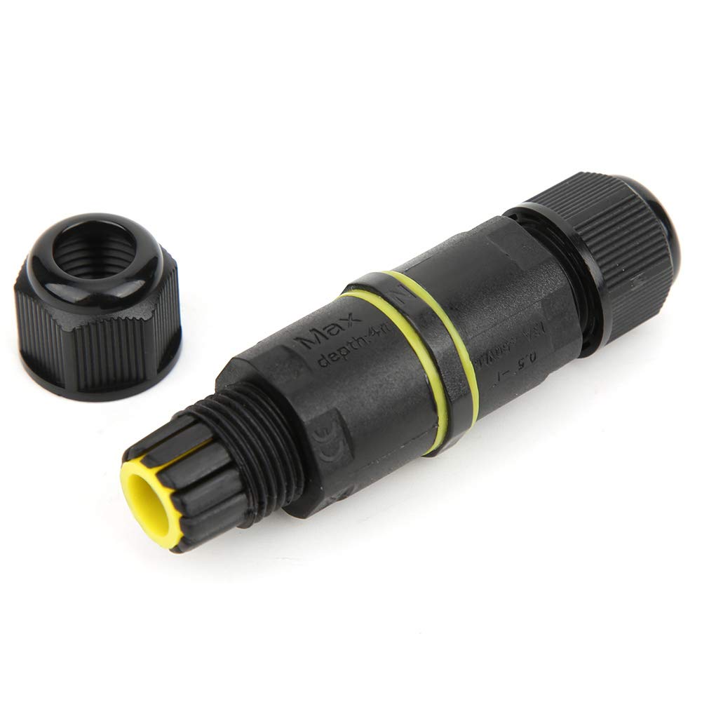 Haofy IP68 Outdoor Waterproof 3 Pin Junction Box Wire Connector Durable and Reliable for Power Supply and Communication, 2Pcs Brass Plated, 0.5-0.75mm²