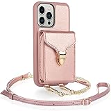 JLFCH iPhone 13 Pro Wallet Case, iPhone 13 Pro Crossbody Case RFID with Zipper Card Holder Wrist Str