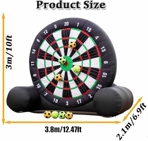 Bersaglio gonfiabile per freccette, per esterni, bersaglio gonfiabile ad alta aderenza da 3 m, con ventilatore da 370 W, 8 palline, gioco gigante di freccette da calcio per cortile/feste, set